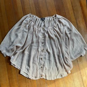 Bebe Sheer Tan Blouse small